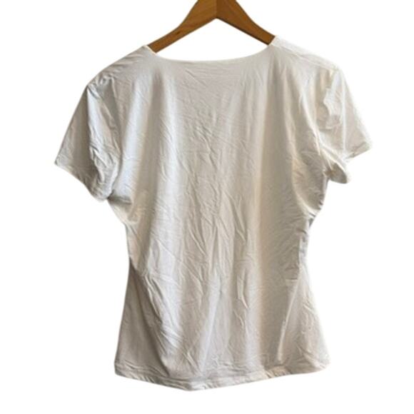 Pumiey White Stretch V-Neck Tee 2XL Soft Smoothing Polyamide Elastane Athleisure - Picture 3 of 3